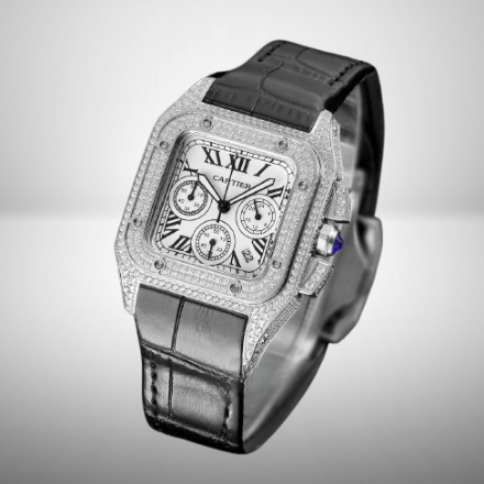 ساعت زنانه کارتیه سانتوز کرنوگراف Cartier Santos 100 Diamond SKW